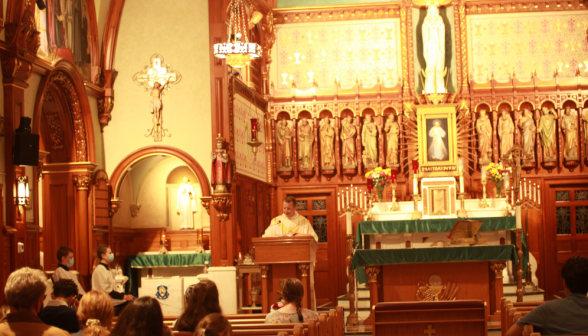 Fr. Markey preaches in the Divine Mercy chapel