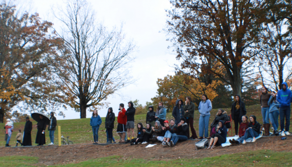 Students watch soccer game