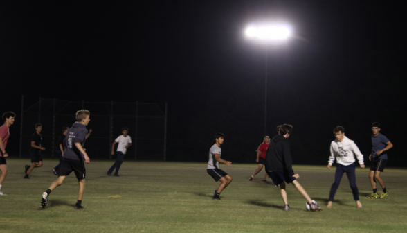 Another shot of outdoor nighttime soccer