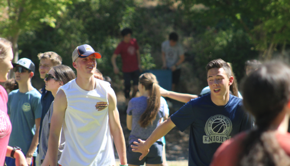 Various students moving about on the field