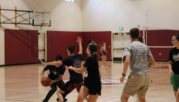 The basketball game in full swing