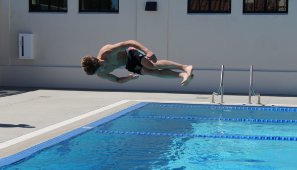 Mid-air: a student performs a complex dive