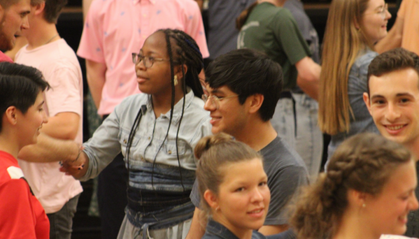 Close shot of students moving about