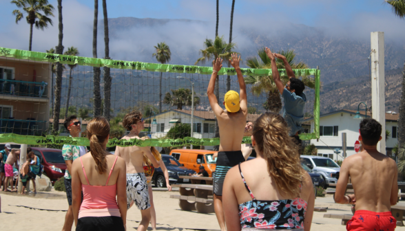 Volleyball game in progress