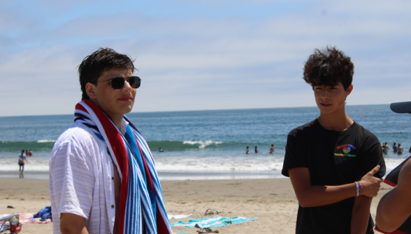 Two students on the beach