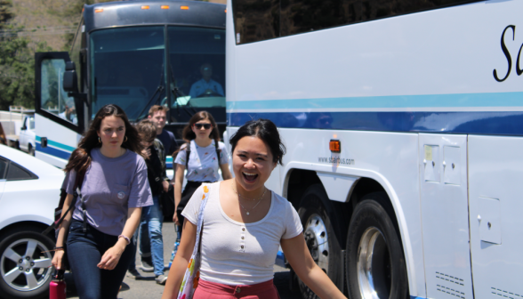 Students board the buses