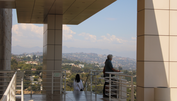 A view over the California hills from an outside upstairs walkway in the Center