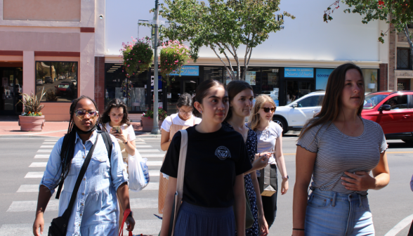 Another group crosses the street