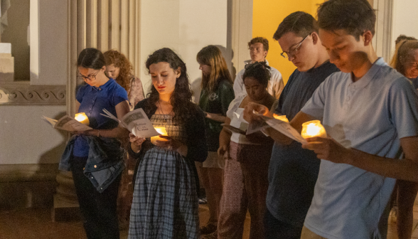 Students pray the Stations of the Cross