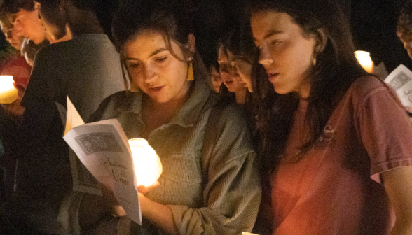 Students pray the Stations of the Cross
