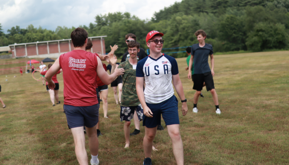 Students line up to high-five one another post-game