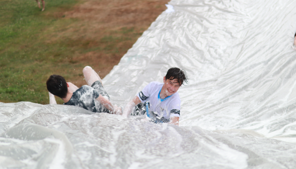 Two splashing on the slide