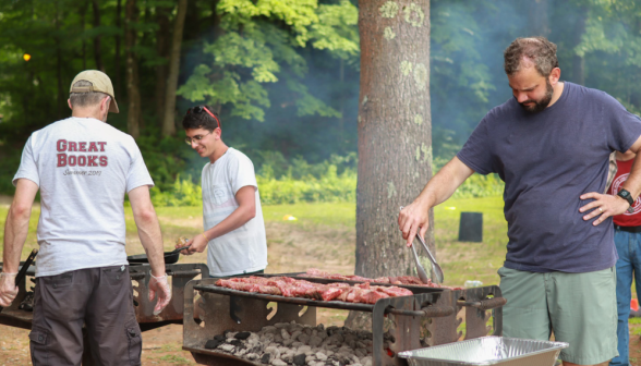 Dr. Shivone grills juicy meats