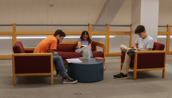 Three study in armchairs