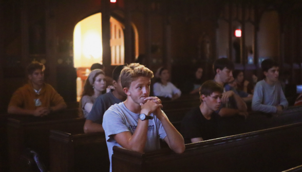 Students pray the Rosary