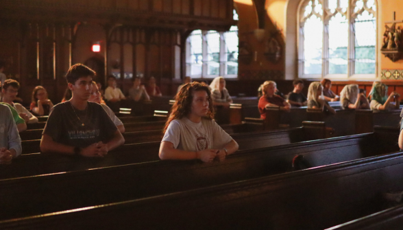 Students praying the Rosary