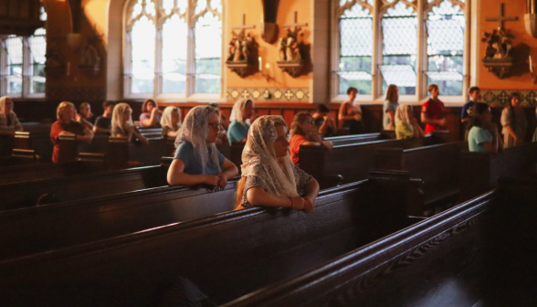 Students pray the Rosary