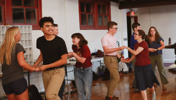 Students practice their newly-learned moves