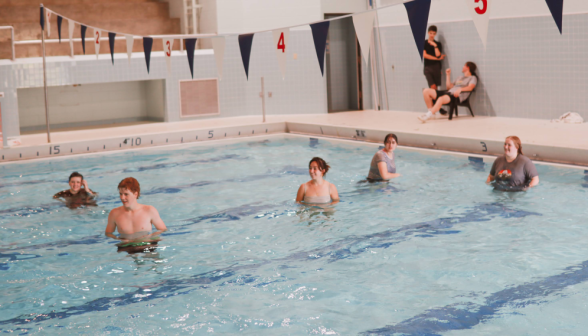 Students in the pool