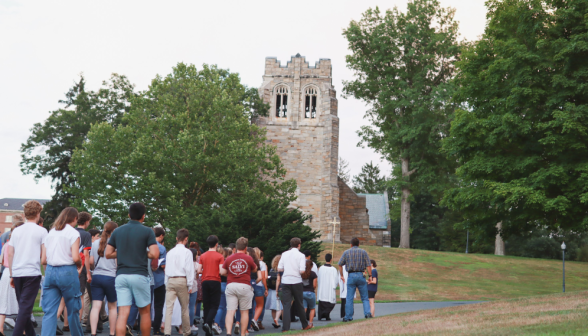 Students pray the Stations of the Cross