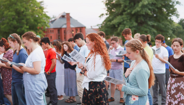 Students pray the Stations of the Cross