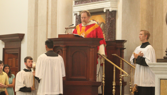 Fr. Michaels at the pulpit