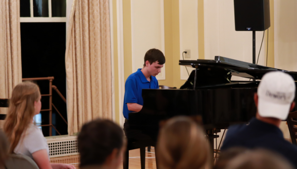 A student plays the piano