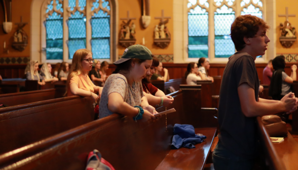 Students praying the Rosary