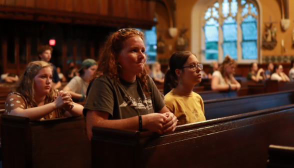 Students praying the Rosary