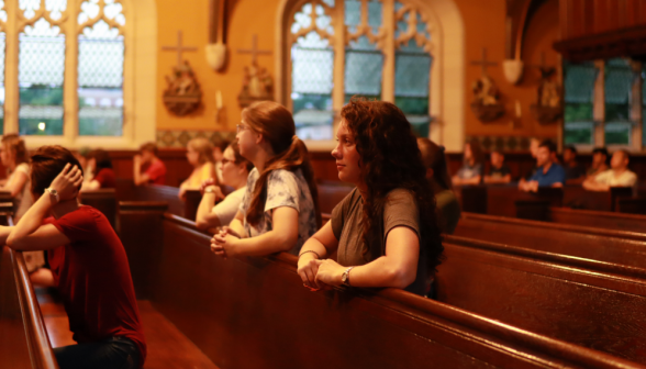 Students praying the Rosary