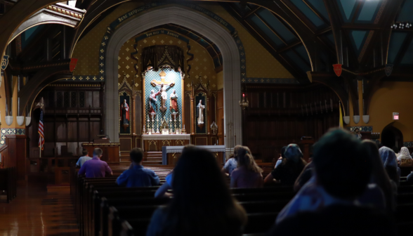 Students praying the Rosary