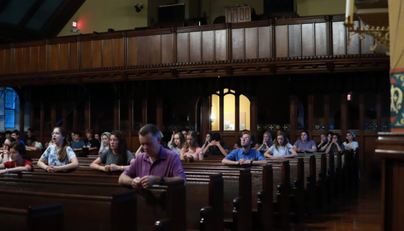 Students praying the Rosary