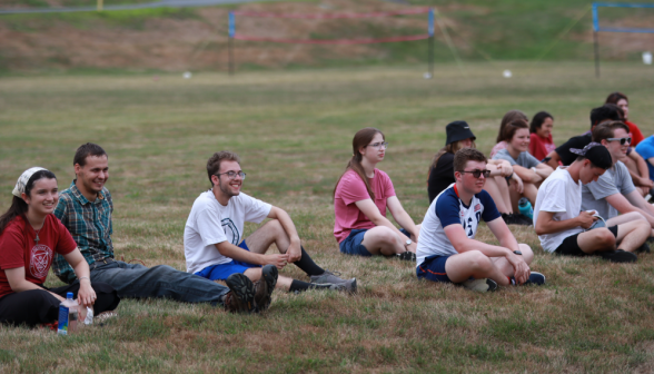 Seated students spectate