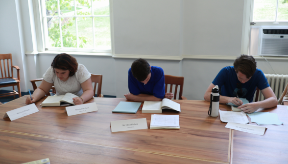 Three studying at one of the tables