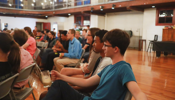 Students listen to the chaplains