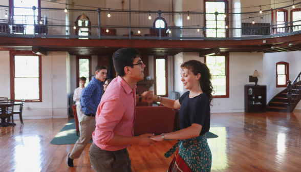 Two dancing on the floor