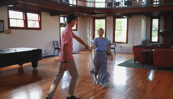 A student pair dancing