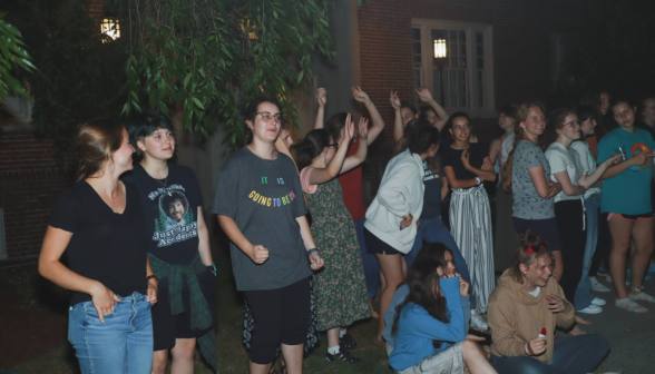 The women listen to the serenade