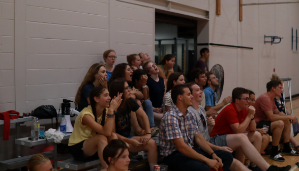 The spectators on the benches