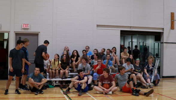 The spectators on the benches