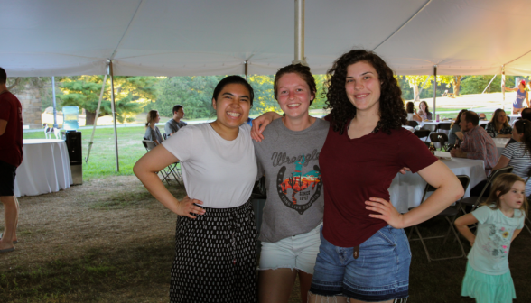 Three girls pose for a photo