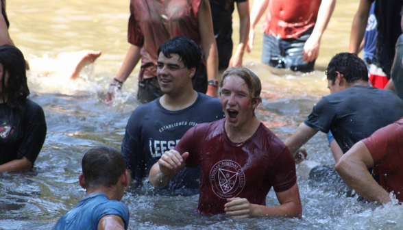 Students in the ponds