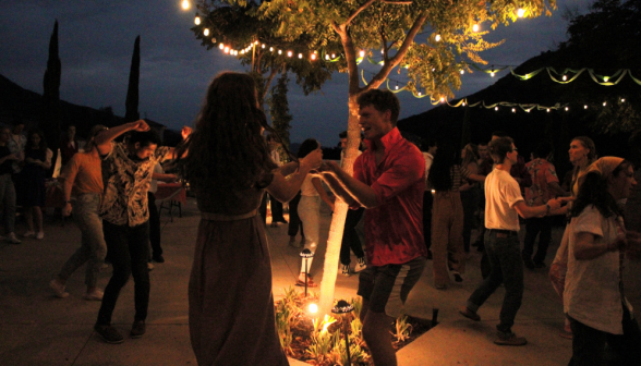 A student pair dancing