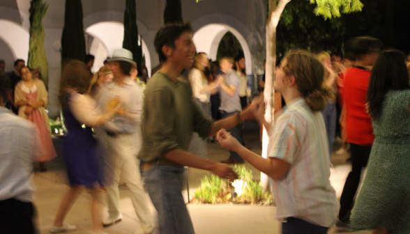 A student pair dancing