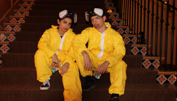 Two dressed as Jesse and Walter from Breaking Bad