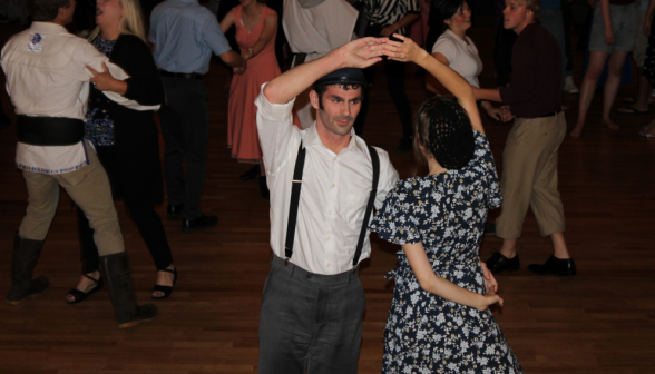 A student pair dances