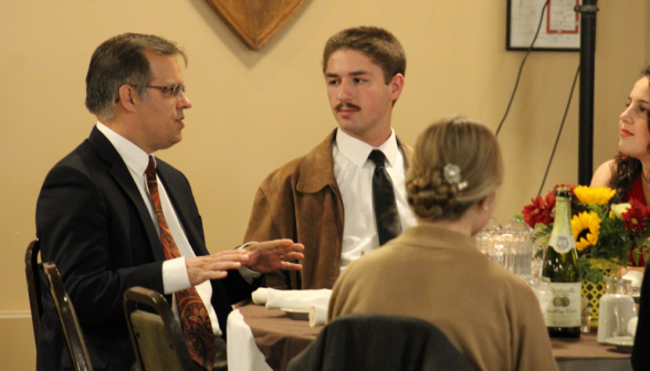 Conversation at one of the tables