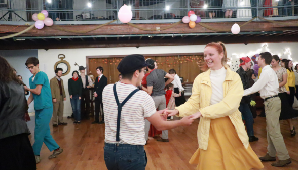 A student pair dancing