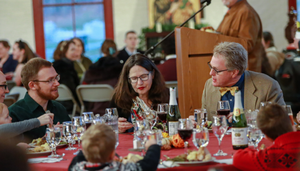 Conversation at one of the tables