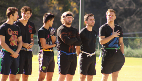 Six members of the upperclassmen before the game